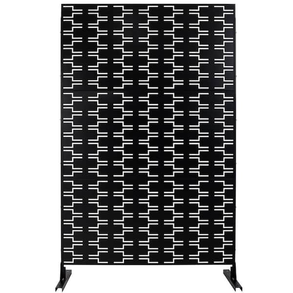 6.3 ft. H x 4 ft. W Black Metal Privacy Screen Freestanding Decorative Privacy Fence-Panels for Garden (3-Panels)