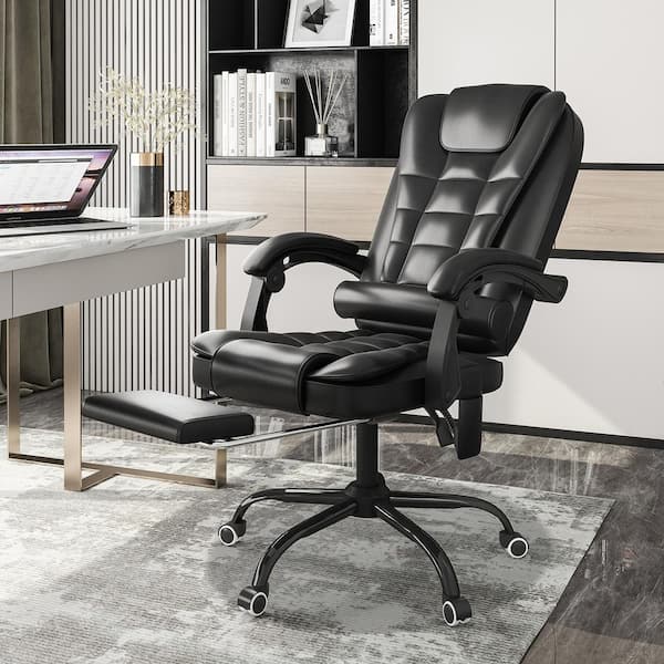 black faux leather executive office chair