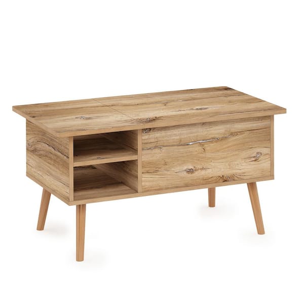 Furinno Jensen 35.43 in. Flagstaff Oak Rectangle Wood Coffee Table with Lift Top