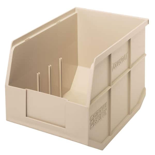 QUANTUM STORAGE SYSTEMS Stackable Shelf 12-Qt. Storage Tote in Ivory (6-Pack)