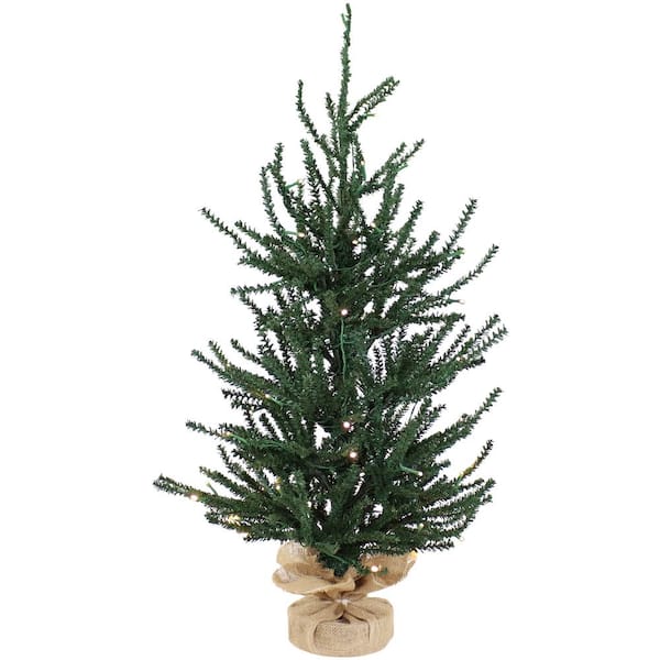 Sunnydaze Sunnydaze 3 ft. Tall Festive Pine Pre-Lit Artificial Christmas Tree