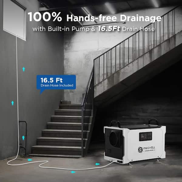 145 pt. 6,000 sq. ft. Bucketless Energy Star Commercial Dehumidifier with Pump for Crawlspace and Basement in White