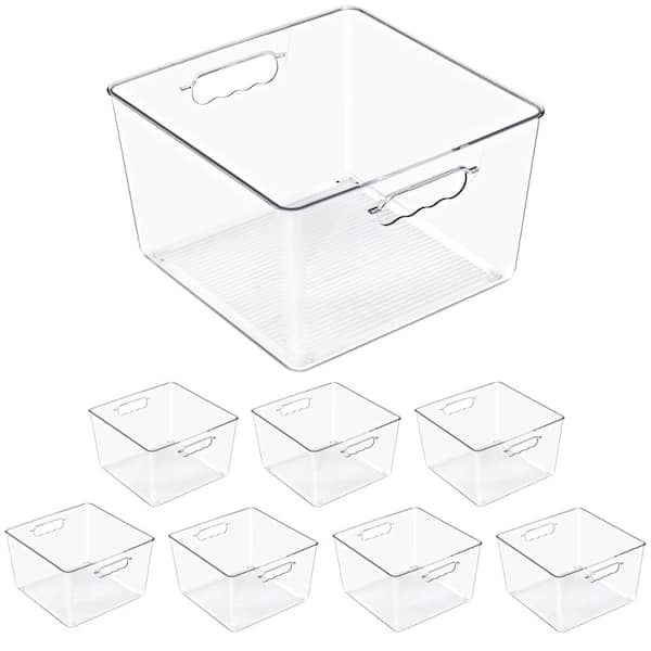 8 Piece Freezer Safe Refrigerator & Freezer Containers Set, Large Clear Cube Storage Bins with Handles, BPA-Free