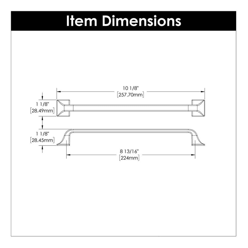Champagne Bronze Solid Metal Kitchen Cabinet Handles, 8-13/16 Inch