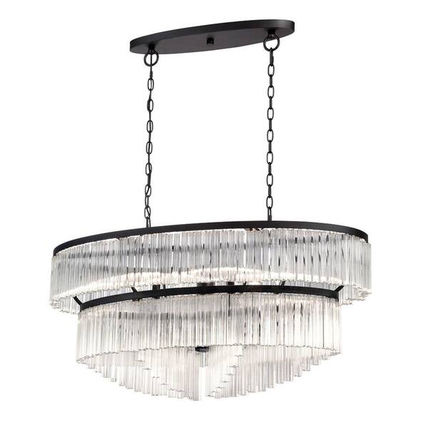 Eurofase Ziccardi Collection 10-Light Oval Bronze Chandelier with Glass Shade