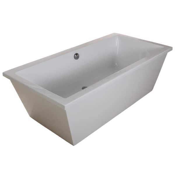 Aqua Eden Contemporary 5.5 ft. Acrylic Flatbottom Rectangular Freestanding Bathtub in White