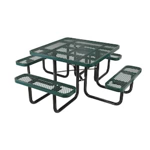 Green Picnic Table Exp Metal Square Top