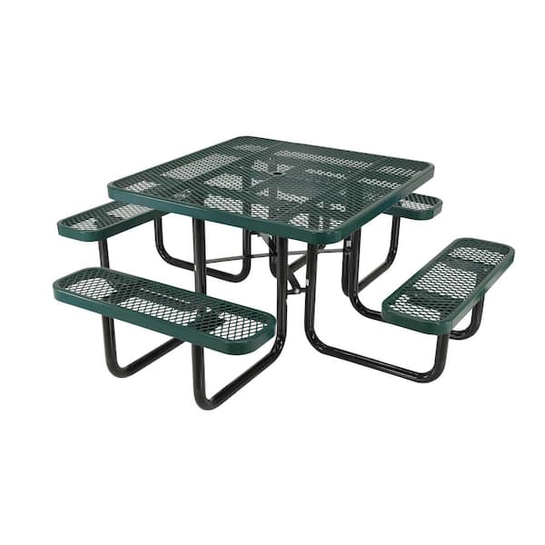 Vestil Green Picnic Table Exp Metal Square Top