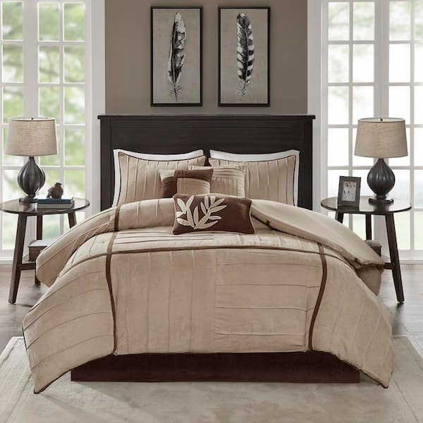 Madison Park Meyers 7-Piece Beige Polyester Queen Comforter Set