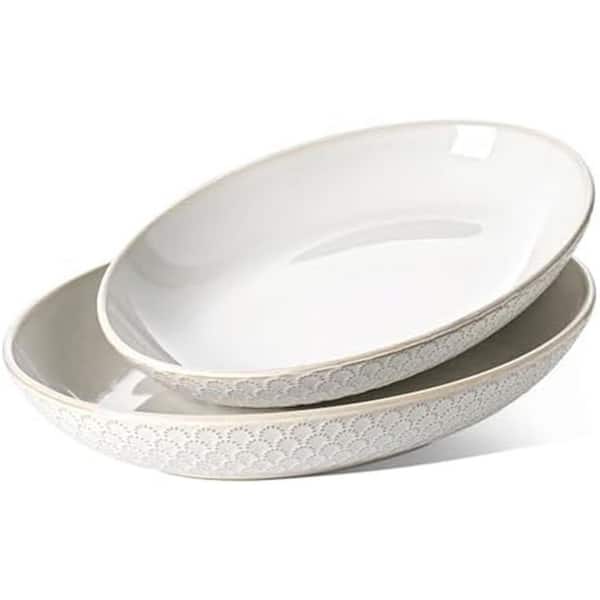 13.7 in. 74 fl. oz. 11.8 in. 45 fl. oz. Arctic White White Ceramic Serving Platters Oval Dinner Tray (Set of 2)