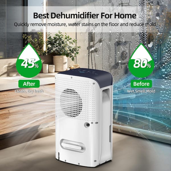 38 pt. 2200 sq. ft. Portable Dehumidifier in White with Auto Defrost, Continuous Run, Auto Shutoff, 2-Fan Speeds