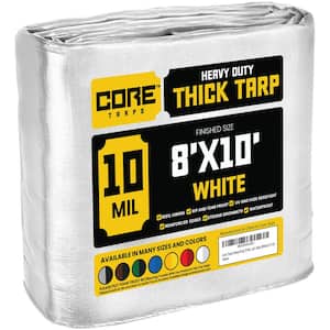 8 ft. x 10 ft. White 10 Mil Heavy Duty Polyethylene Tarp, Waterproof, UV Resistant, Rip and Tear Proof