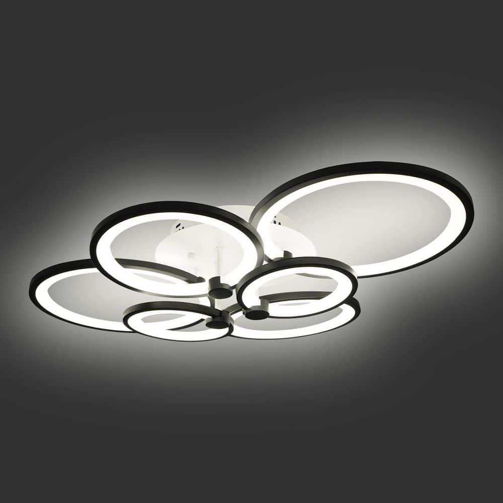30.31 in. 6-Head Black Modern Acrylic Selectable LED Semi-Flush Mount Ceiling Light with Remote Control price history on PriceWatchPro