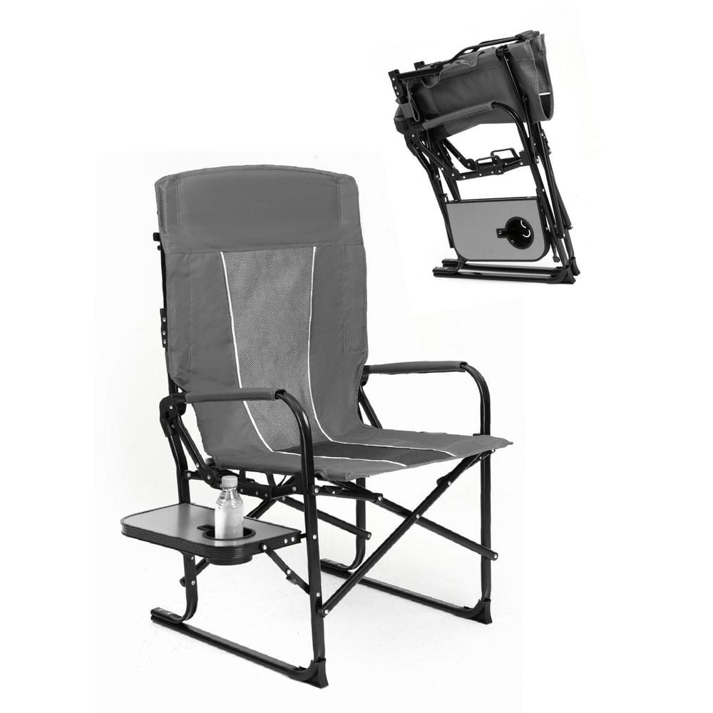 Gray Metal Folding Camping Chair Lawn Chair Portable