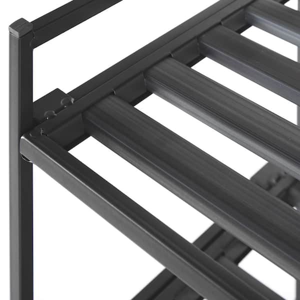 Seville Classics 18.5 in. H 9-Pair 3-Tier Espresso Resin Slat Iron Frame  Stackable 2-Pack Shoe Rack WEB146 - The Home Depot