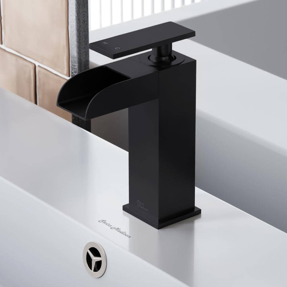Concorde Single-Handle Single-Hole Bathroom Faucet with Waterfall in Matte Black price history on PriceWatchPro