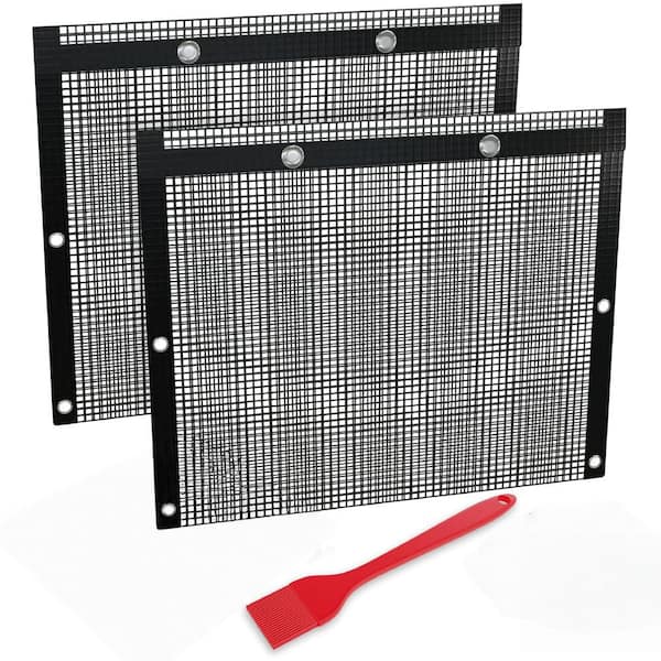 Mesh Grilling Bag with Non-Stick and Basting Brush for BBQ, Indoor, Outdoor Charcoal Barbecue and Grill (3-Pack)