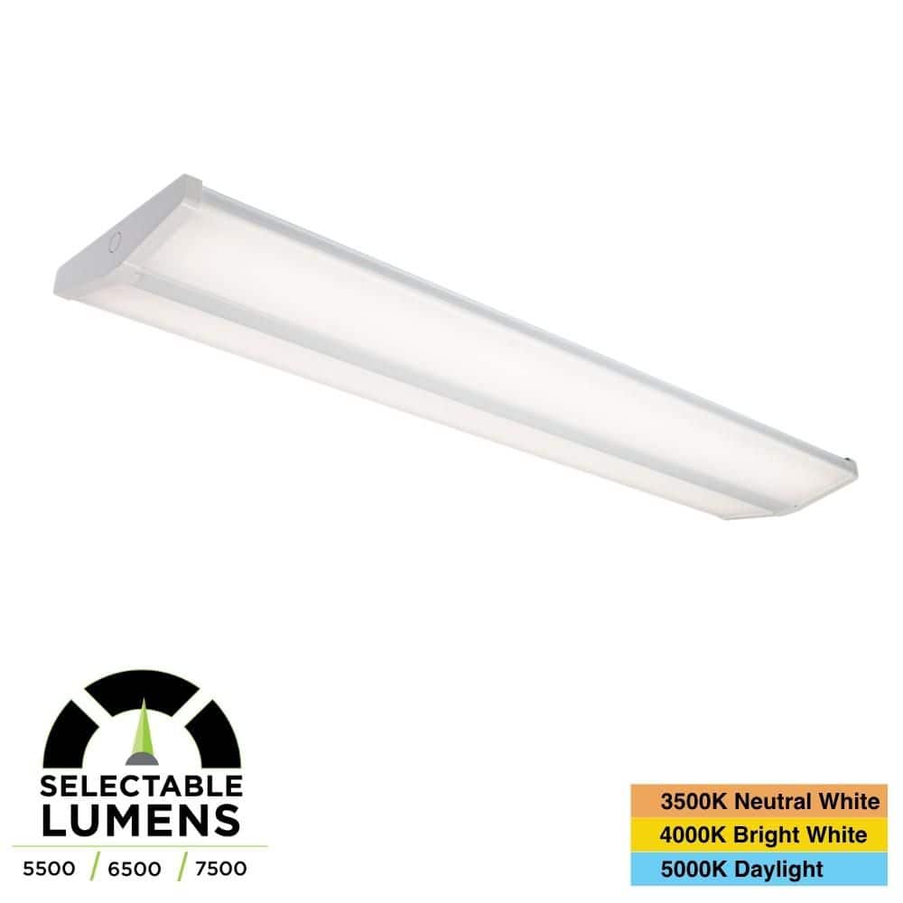 4 ft. 65-Watt LED White Garage Basement Shop Light, Selectable 5500/6500/7500 Lumens, CCT 3500K/4000K/5000K, 120-277V price history on PriceWatchPro