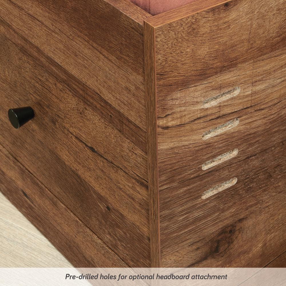 Vintage Oak Twin Captain's Bed with Storage Drawers