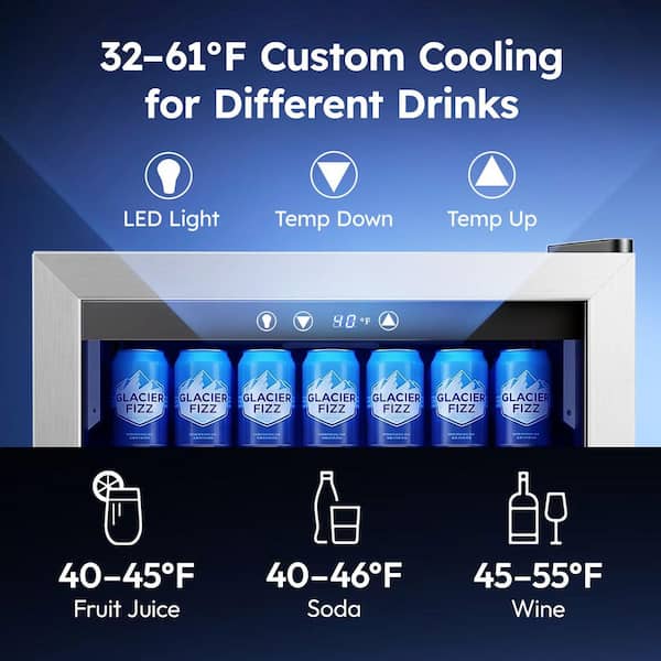 SIMZLIFE 20.3 in Single Zone 145-Cans Freestanding Beverage and