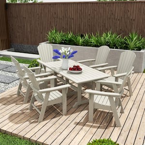 Altura Outdoor Patio Weather Resistant Sand 7-Piece HDPE Plastic Rectangle Adirondack Dinning Set