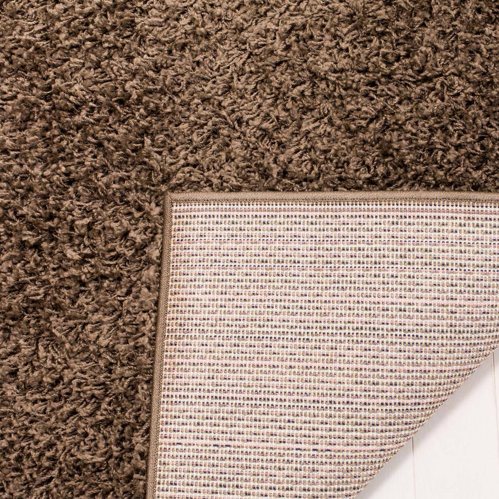 Taupe Round 6'7" Shag Area Rug with Cotton Blend
