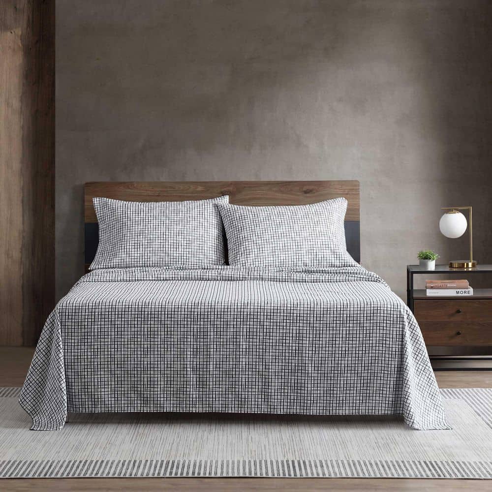 KENNETH COLE NEW YORK Sketchy Check 4-Piece White/Charcole