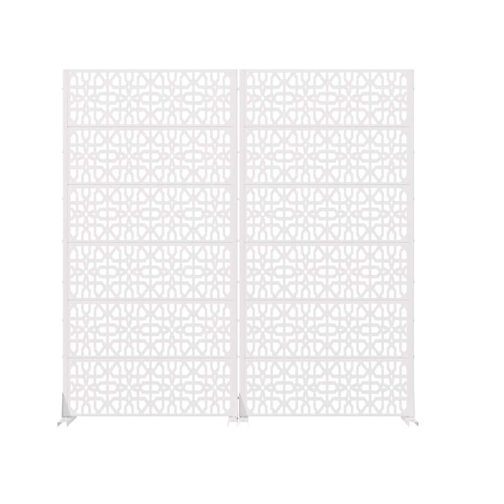 72 in. H x 35.5 in. W Outdoor White Galvanized Steel Decorative Garden Fence Privacy Screen (2-Pack) price history on PriceWatchPro