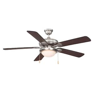 Sierra Madres 52 in. W x 12.09 in. H 1-Light Integrated LED Indoor Satin Nickel Ceiling Fan with Glass Diffuser