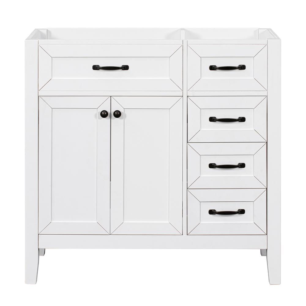 35.5 in. W x 17.7 in. D x 35 in. H Bath Vanity Cabinet without Top in White with 3-Drawers and 2-Doors price history on PriceWatchPro