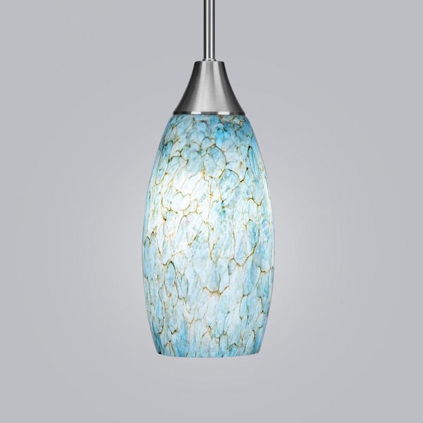 EDISHINE 60 -Watt 1 Light Blue Adjustable Rods Medium Pendant