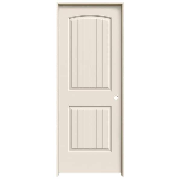 JELD-WEN 28 in. x 80 in. Santa Fe Primed Left-Hand Smooth Solid Core Molded Composite MDF Single Prehung Interior Door