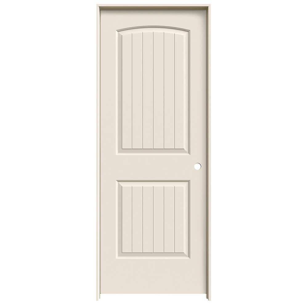 JELD-WEN 30 in. x 80 in. 2 Panel Santa Fe Primed Left-Hand Smooth Solid Core Molded Composite MDF Single Prehung Interior Door
