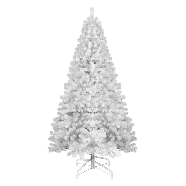 7.5 ft. White Hinged Artificial Christmas Tree with Memory Wire, 1200 Tips Easy Assembly Christmas Decoration for Indoor
