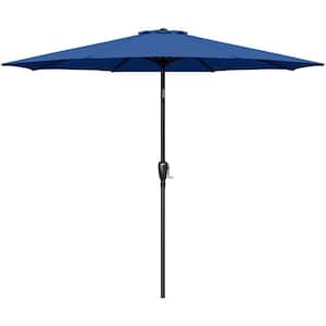 9 ft. Polyester Push-Up Patio Market Umbrella in Blue