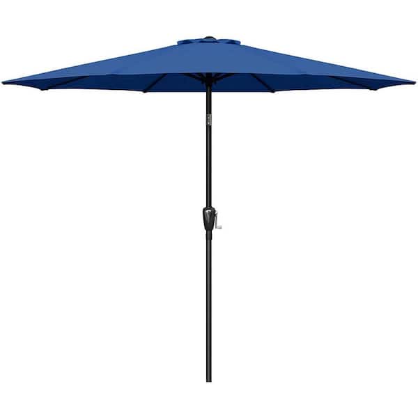 Zeus & Ruta 9 ft. Polyester Push-Up Patio Market Umbrella in Blue