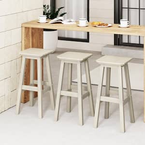Laguna 29 in. HDPE Plastic All Weather Backless Square Seat Bar Height Outdoor Bar Stool in Sand, (Set of 3)
