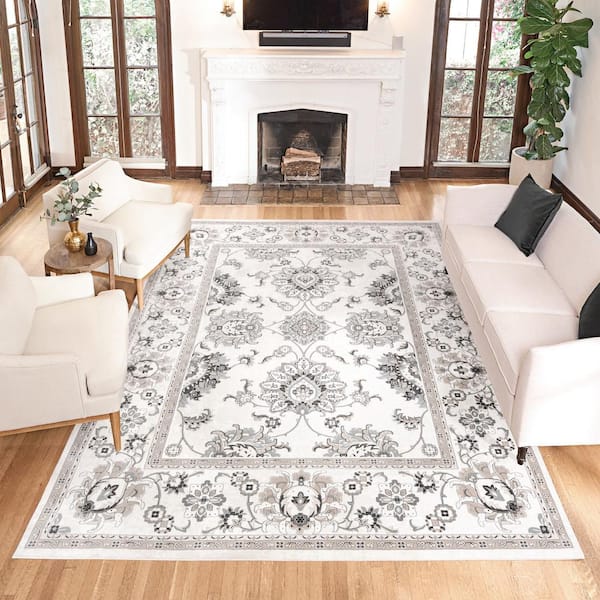 Majestic Moena Ivory 5 ft. x 8 ft. Oriental Indoor Area Rug