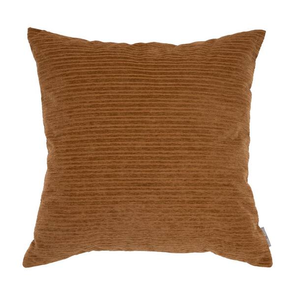 EverGrace Opulence Chenille Stripes Square Pillow 20 in. x 20 in. Sudan Brown