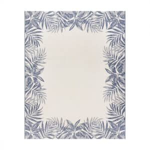 Paseo Tropic Navy 6 ft. x 9 ft. Border Indoor/Outdoor Area Rug