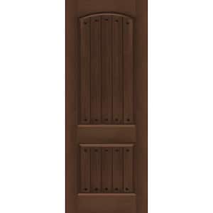 Regency 36 in. x 96 in. 2 Panel Plank Universal Handing Hickory Stain Fiberglass Front Door Slab with Clavos