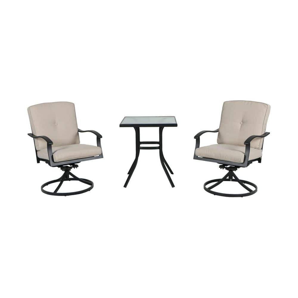 Terrace 3-Piece Steel Outdoor Dining Set37 in. Tavern Set in Beige