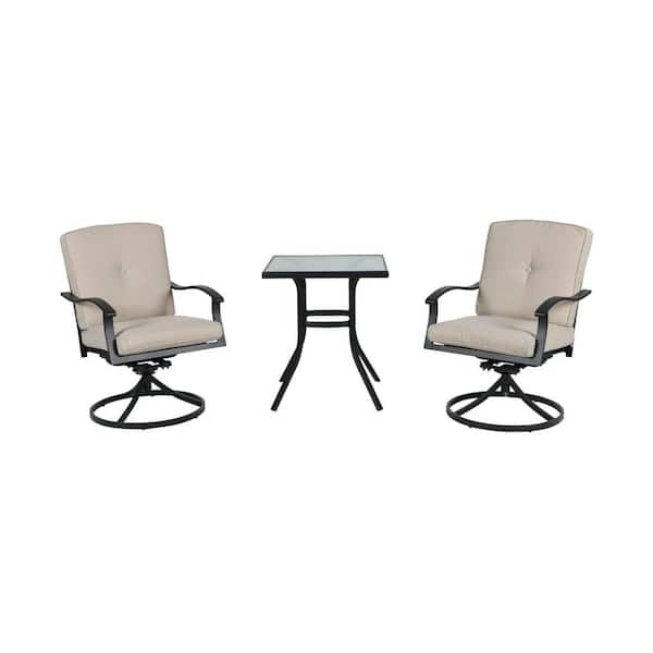 Unbranded Terrace 3-Piece Steel Outdoor Dining Set37 in. Tavern Set in Beige