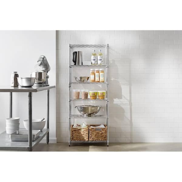 6-Tier Steel Wire Shelving Unit in Chrome (24 in. W x 60 in. H x 14 in. D)