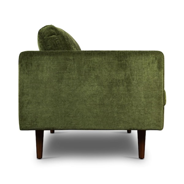 Distressed Green Velvet Napa Walnut Finish Ottoman