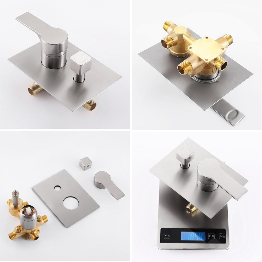 Brushed Nickel 10" Rain Shower Faucet Set with Handheld