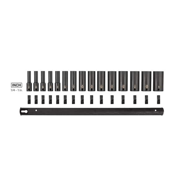 3/8 in. Drive Deep 6-Point Impact Socket Set, 15-Piece (1/4 in. - 1 in.)