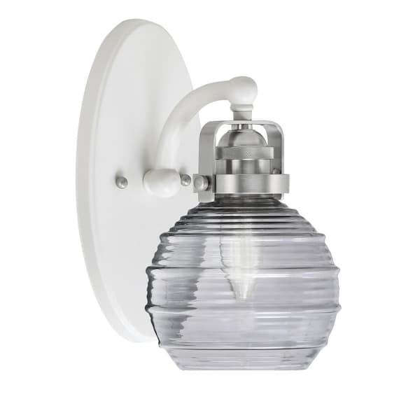 Unbranded Decatur 1-Light White and Brushed Nickel Wall Sconce