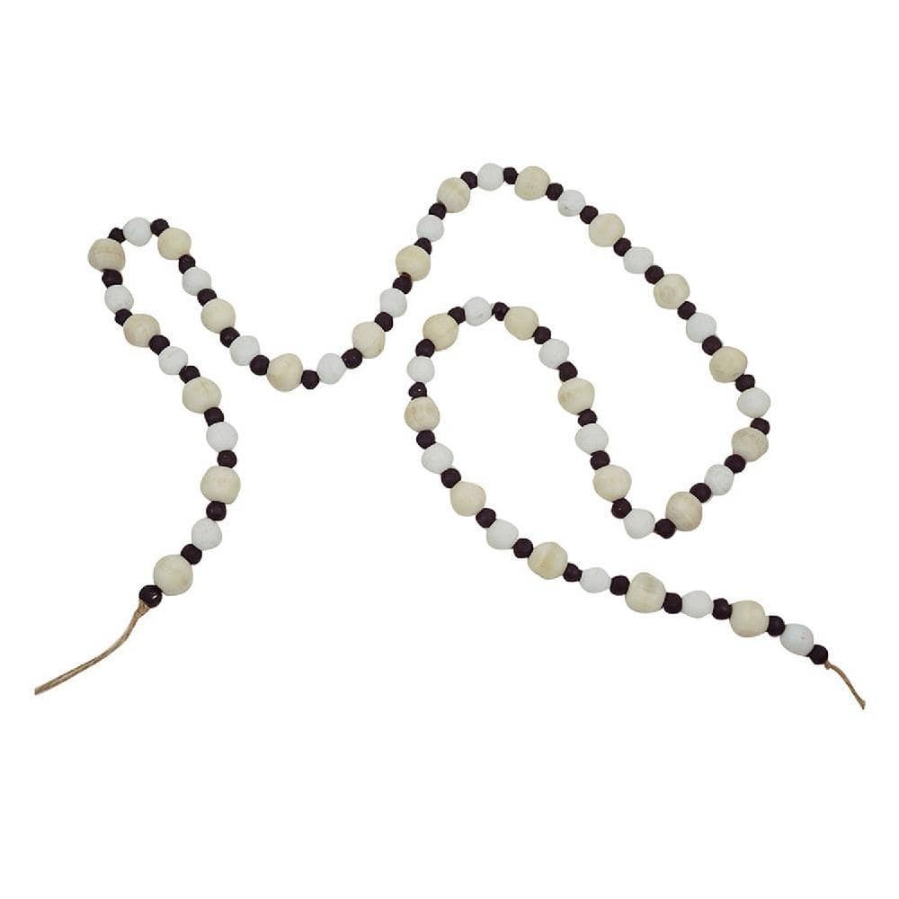 56" Black and White Wood Bead Garland Set