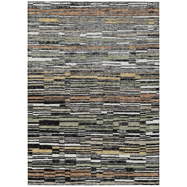 Chantille Machine Washable Indoor/Outdoor Abstract ACN2908 Black 10 ft. x 14 ft. Area Rug